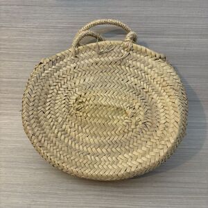 SOCCO Designs boho round bag Beach basket Straw Bag French Basket Top handle